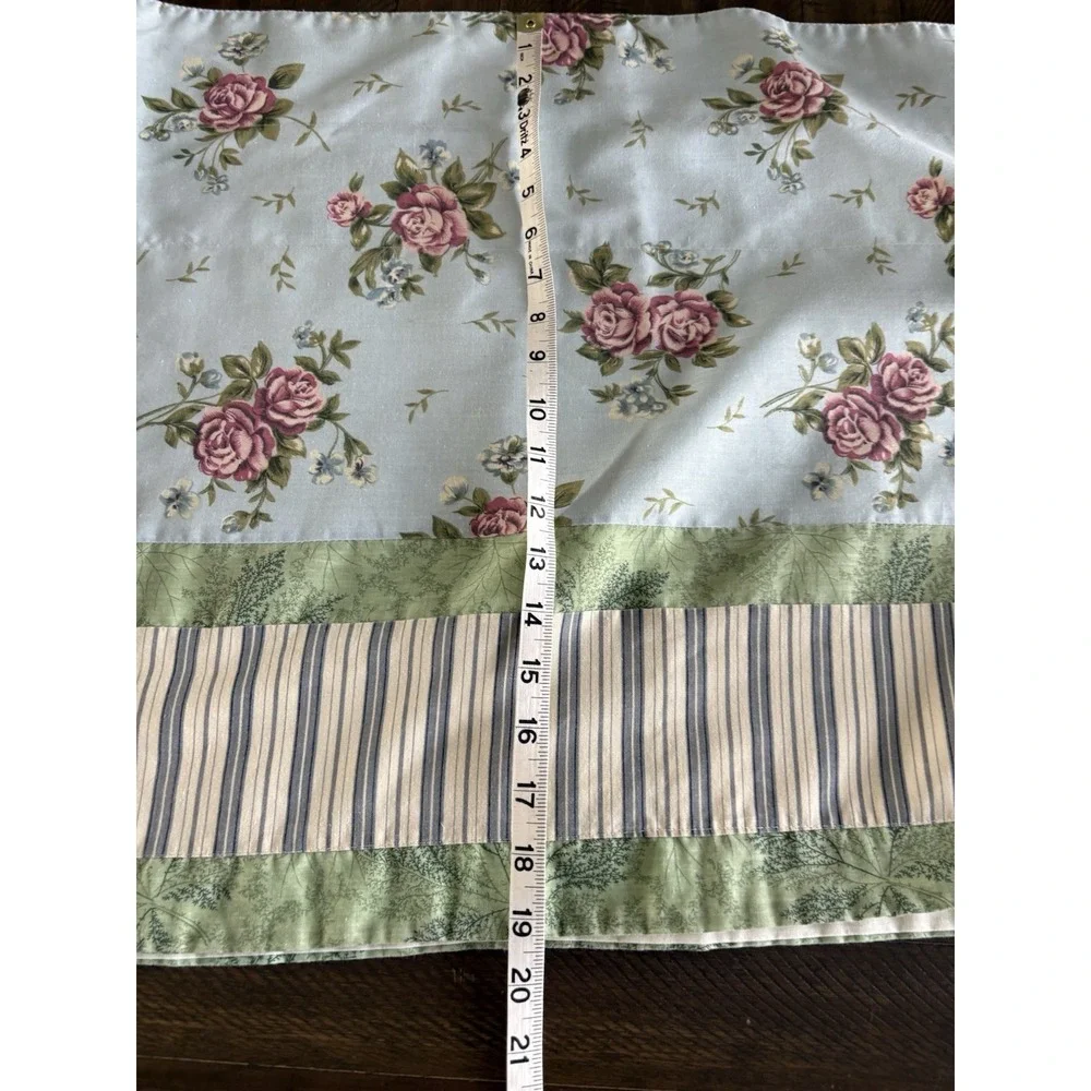 1 VTG JCPenney Blue Roses Spring  Valance Floral Ticking‎ 82